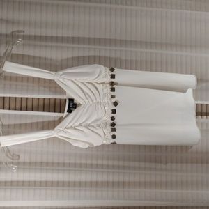 A. Byer white tank top with gold metal detail. Size L.